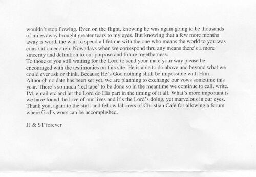 Rest of letter of their relationship