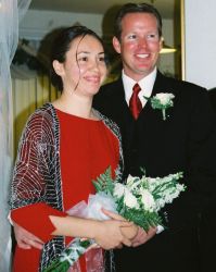 American Christian couple smile together