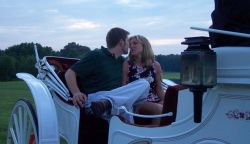 A romantic date leads to a kiss in a horse draw carriage