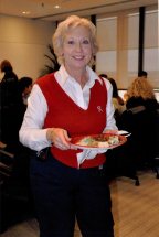 Happily married Texan Christian smile at a reception
