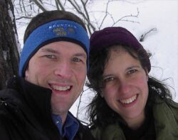 Cold outdoor shot can't spoil the joy for these Christian singles who lean in together