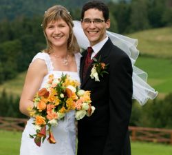 Outdoor wedding in Poland for an attractive Christian couple
