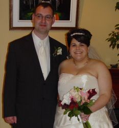 Smiling Christian couple on their wedding day